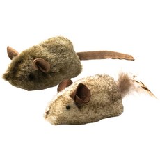 PET ZONE 老鼠造型絨毛貓玩具, 2件, 混色