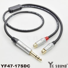 C SOUND 手工隔離線 Y型線 6.3mm RCA母頭轉6.3mm TRS 雙梅花 AV音頻線, YF47-9B,100cm 分岔50cm