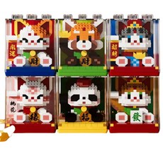 程湘嚴選 潮樂創 招財貓財神積木 微型鑽石積木 拼裝益智玩具 開運招財擺飾, 6109招財貓