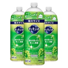 Kao 花王 Cucute 珂珂透 廚房洗潔精補充裝 麝香葡萄香, 700ml, 3瓶