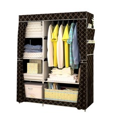 防塵防潮組合式衣櫃 組裝衣櫃 簡易衣櫃 衣櫥 收納櫃【JJ0102】, 酷金黑