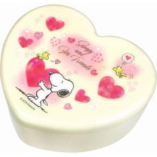 史努比心形飾品收納盒，附鏡子，正版授權珠寶盒，耳環項鍊收納, 米色, 1個