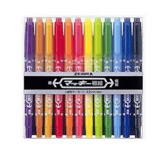 ZEBRA 斑馬牌 Mckee超細油性雙頭簽字筆 12色組, 1個, 混色