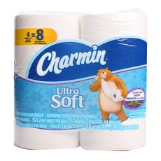Charmin Ultra Soft廁用捲筒衛生紙, 154張, 4捲