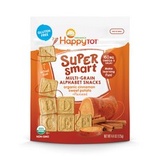 HAPPY TOT Super Smart英文字母造型全麥穀物餅乾 125g, 1入, 肉桂番薯亞麻籽口味