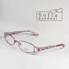 SOFIA 不鏽鋼彈性鉸鏈優雅鏤空粉色金屬光學眼鏡 長方框SF1006