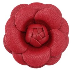 凡爾賽生活精品紅色玫瑰花胸針，日本進口真皮皮革別針，時尚造型配飾, 1個