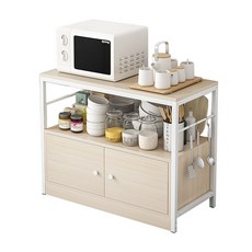 品樂生活 原橡木廚房帶門收納中島櫃, 橡木白