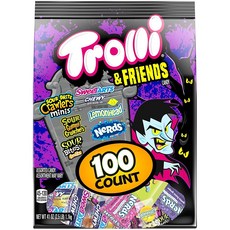 Trolli 萬聖節綜合糖果 1.16kg, 1包, Chewy Mini Sweetarts+Nerds+Gummi Crunchers+Sour Bites+Sour Brite Crawlers Minis+Lemonhead Ball