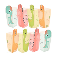 48入組恐龍造型爆米花紙盒 透明包裝兒童派對點心盒 卡通零食桶 可愛生日裝飾小物, 1套, 48個裝