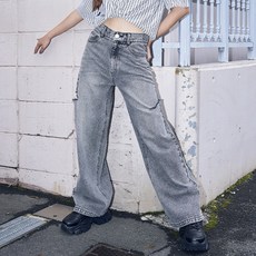 LOVETOXIC 女童款LTXC刷破寬鬆牛仔長褲