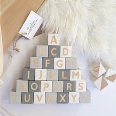 CiaoCiao 繑繑 北歐風 26字母 原木方塊 積木套組 兒童益智玩具 早教啟蒙, 詳見包裝