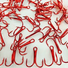 三本鉤 路亞鉤 帶倒刺魚鉤 紅色超強力三叉鉤, 詳見包裝, 詳見包裝, 6號(一包5入)