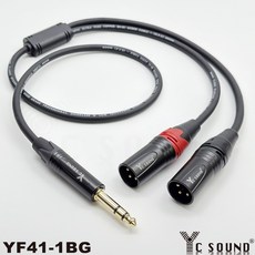 YC SOUND 隔離器 6.3mm 轉雙XLR平衡音源轉接線 Y型一分二音頻線, YF41-1SG XLR公 6mm線,總長度100cm 分岔30cm