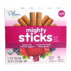 Plum organics 全麥疏果棒 莓果口味 6入, 1盒, 60g