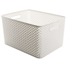 BINO 編織塑料筐, 1個, 白色的