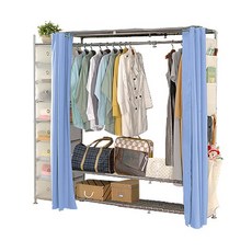 【巴塞隆納】M3 D型伸縮衣櫥，開放式收納，多層置物，附布簾, 布丁黃