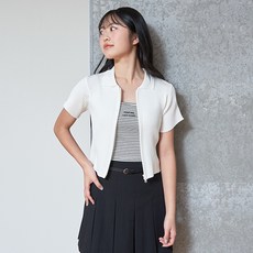 LOVETOXIC 女童款內搭吊帶雙拉鏈短袖針織開襟衫