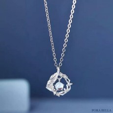 Porabella S999純銀藍桉與鳥月光石項鍊，清新自然，優雅氣質，展現獨特品味
