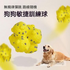 Pet Rolling 狗狗敏捷訓練球 耐咬高回彈寵物玩具 實心設計 適合小型中型大型犬 10cm 黃色, 1個