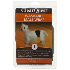 ClearQuest 可水洗郵件包裹狗尿布黑色, 1個, L(45.7~88.9cm), 1入