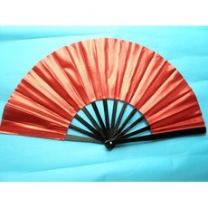 大功夫扇子 尼龍布扇子 跳舞扇子 (大黑色竹桿.亮紅色布面)/一支入, 亮紅色, 1個