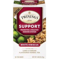 TWININGS 唐寧茶 無咖啡因萊姆薑茶茶包 18入, 1盒, 27g