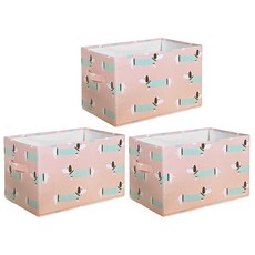 LUSH DECOR 可折疊織物生活盒 38.1 x 33 x 33 厘米, 3片, 粉色的