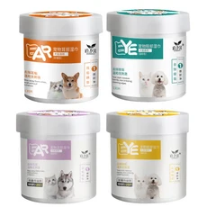 首力其DORRIKEY寵物濕紙巾，犬貓適用，溫和清潔耳垢眼部，獨立包裝，方便攜帶, 眼部濕巾 130片, 1個