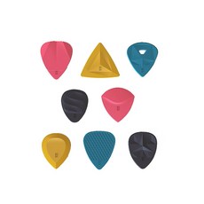 ROMBO 人體工學彩色撥片8片套裝，8種圖案，8種厚度，4種顏色，吉他撥片, 詳見包裝
