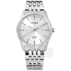 CITIZEN 礦石強化玻璃日期顯示日本機芯不鏽鋼手錶 銀色 BI5000-87A 39mm