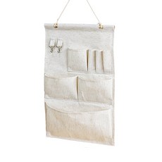 逸家居 台灣實拍現貨 棉麻掛袋 多格收納掛袋 牆壁文具掛袋 雜物置物袋 牆上收納袋 門後掛袋 牆上置物袋 衛生紙掛袋, 多格七口掛袋