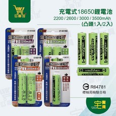 好康加 18650充電鋰電池, 1個, 1個裝