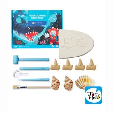 【JarMelo 原創美玩】STEAM化石考古玩具-遠古鯊魚 JA94105 職業模擬, 藍色, 1個