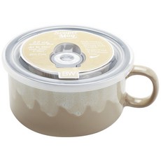 BOSTON WAREHOUSE 可微波陶瓷杯碗 650.6ml, 1個, 水洗象牙+灰褐色