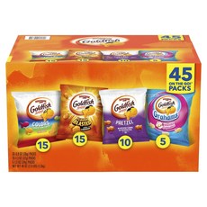 PEPPERIDGE FARM 琣伯莉 小金魚香脆餅隨身包 彩色起司口味 15包入+切達起司口味 15包入+椒鹽脆餅口味 10包入+香草杯子蛋糕 5包入 4款組, 1盒, 1.3kg