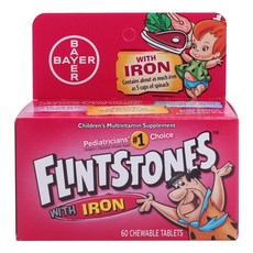 FLINTSTONES 維他命+鐵咀嚼錠, 1瓶, 60顆