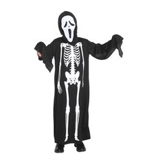 瘋狂派對 萬聖節骷髏服裝 兒童變裝服 驚嚇骷髏男孩 L碼, L