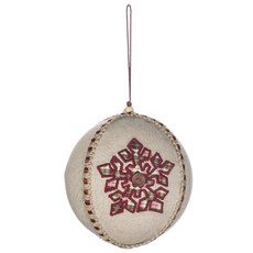 Sullivans 帆布紅色雪花球裝飾品, 紅棕