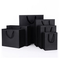 GIFTME5 質感紳士黑禮盒手提袋 禮品包裝袋 送禮提袋 多尺寸選擇, 黑色, 1個