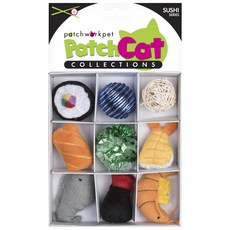 patchworkpet 壽司系列造型寵物貓玩具 17.8cm 9入, 1個, 混色