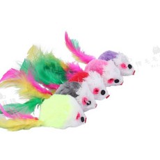 寵物仿真發聲沙沙聲小老鼠逗貓玩具, 羽毛小老鼠(顏色隨機), 隨機