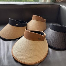 陽光萌屋 夏日遮陽帽 韓國編織麥稈空頂帽 大帽簷草編帽 女士時尚防曬