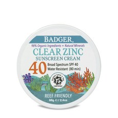 BADGER CLEAR ZINC防水防曬霜 SPF 40, 1盒, 68g