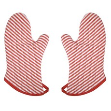 now DESIGNS 素色絎縫隔熱手套 2件組, 1個, 窄條紋紅