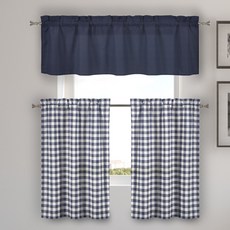Home Maison Kaiser Cafe Tears廚房窗簾 2件組, 海軍