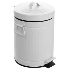 BINO 腳踏式不鏽鋼圓形垃圾桶 5L, 1個, 啞光白