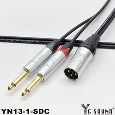 C SOUND Y線 XLR轉6.3TS 轉接線 - XLR公轉6.3mm公 雙頭Y型 一分二 音頻線, XLR公直頭對雙6.3單音彎頭,100cm