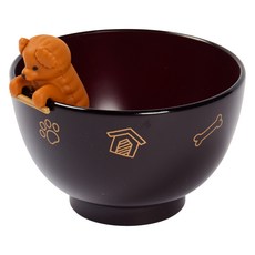 Ishida 狗狗造型筷架+湯碗組, 1組, 貴賓犬(棕色)