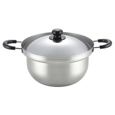 YOSHIKAWA 吉川 防溢雙耳湯鍋, 1個, 銀, 26cm